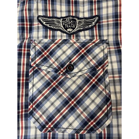 Buffalo DAVID BITTON Shirt Men's Size XL Premium Button Down Blue Plaid Western - Picture 3 of 11